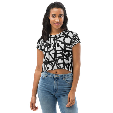 HOOD. - All-Over Print Crop Tee